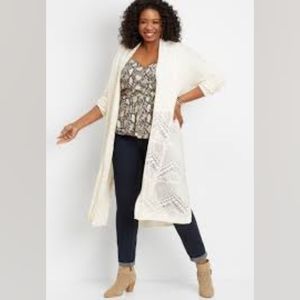 Maurrices Ivory knit duster cardigan